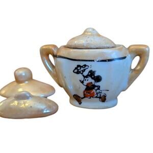 Vintage Mickey Mouse Peach Lusterware Child's Tea Set Pieces Walt Disney Japan